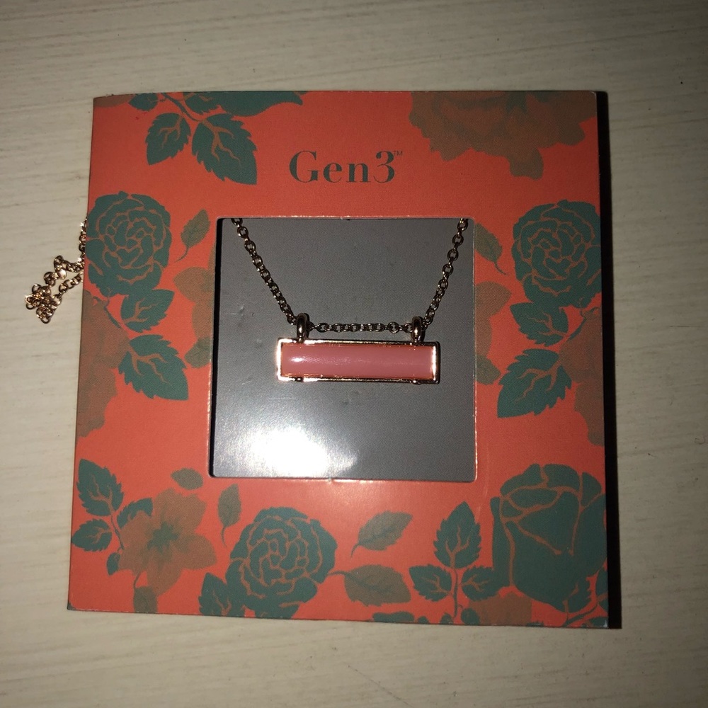Brand new pink sammon bar gold necklace